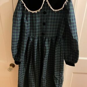 Vintage Jessica Leigh Kids Formal Dress in Green and Navy Plaid